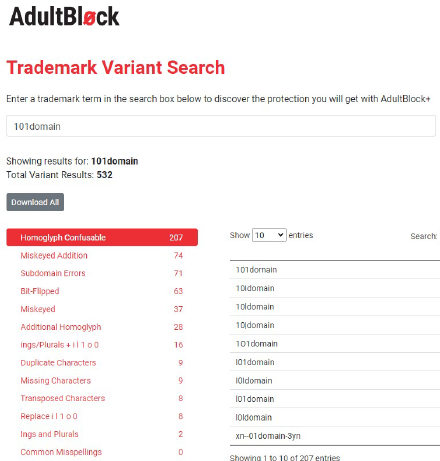 AdultBlock's user interface and settings panel