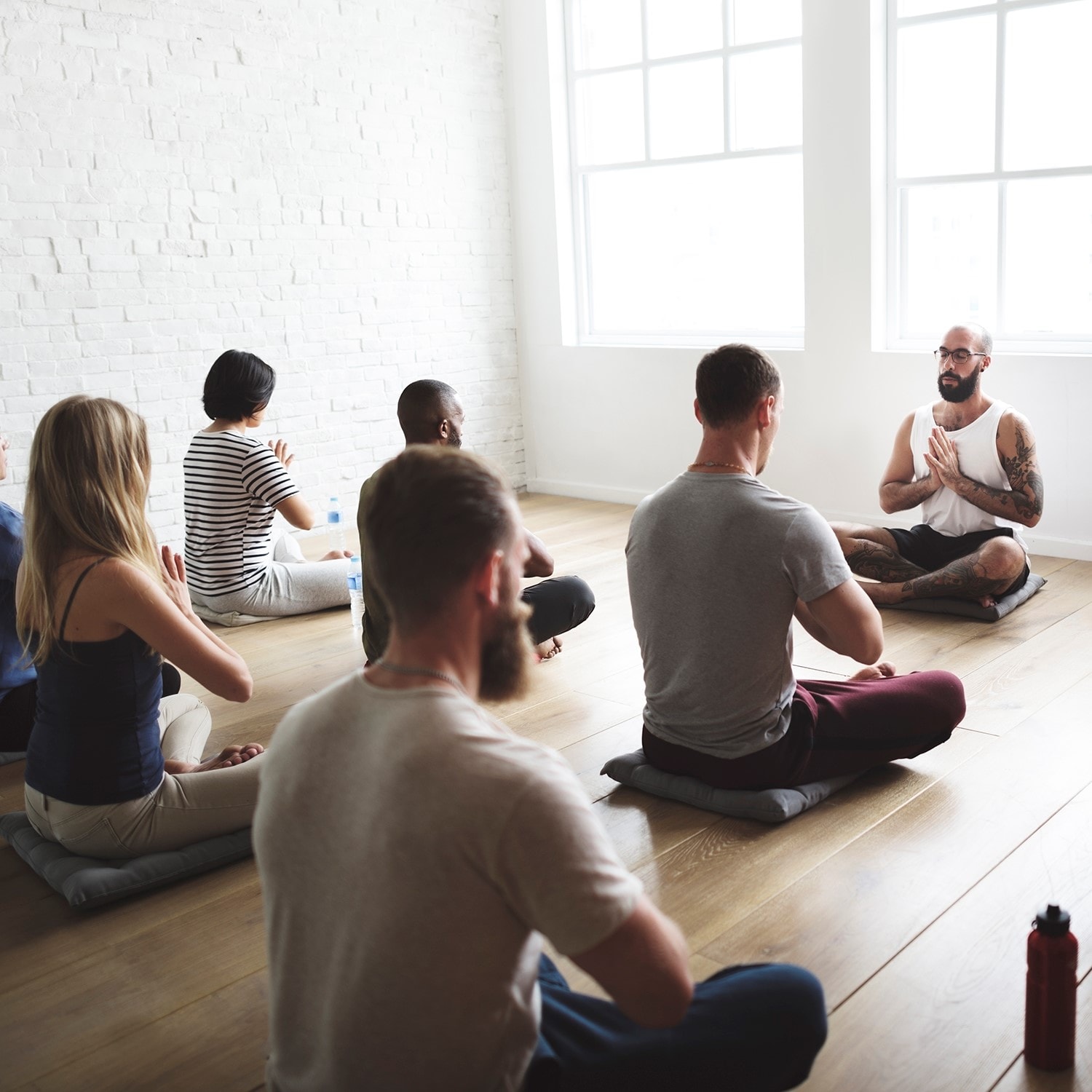 Person engaged in a healthy alternative activity like exercise or meditation