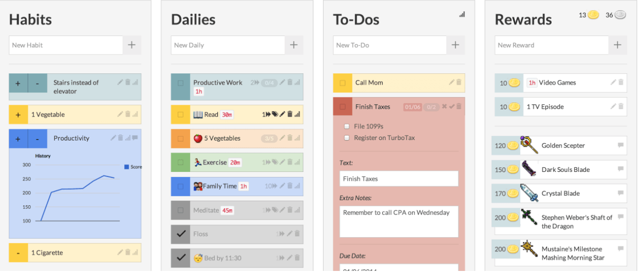 Habit builder dashboard showing progress tracking and recovery features